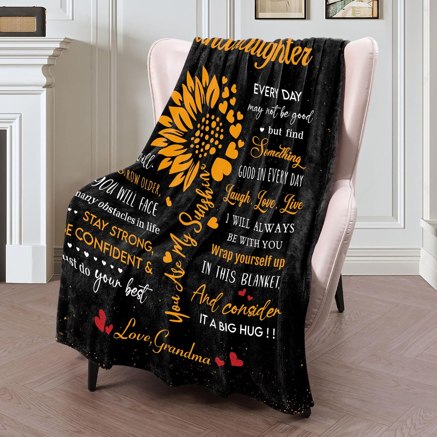 Vervehub Gifts for Granddaughter from Grandma, Granddaughter Gifts from Grandma, Birthday Gift for Granddaughter, Granddaughter Gifts from Nana, Granddaughter Gifts Blanket 60x50 Inch