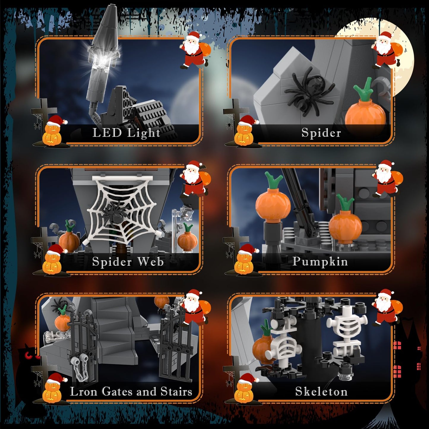 BrickTribe Haunted House Building Toys with Light, Night Before Halloween Haunted Mansion Building Set for Movie Fans and Kids, Compatible with Lego, 581 PCS