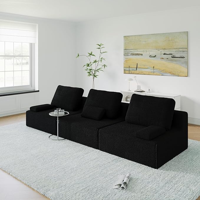 Sailret Oversized Modular Sectional Sofa, Foam-Filled Lazy Couch with Lumbar Pillow, Convertible Floor Sofa Set for Living Room Bedroom, Free Combination, Multiple Packs (1–6 Seats)