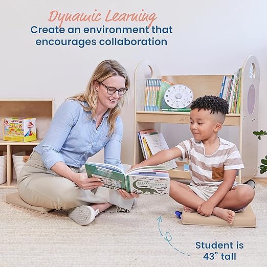 ECR4Kids SoftZone Floor Cushions, Square, Flexible Seating, Sand, 6-Piece