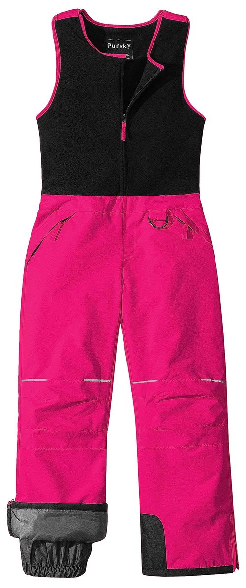 Pursky Girls Snow Bibs Ski Bib Kids Unisex Insulated Snowpant Snowboard Snowsuit Rose Red 8