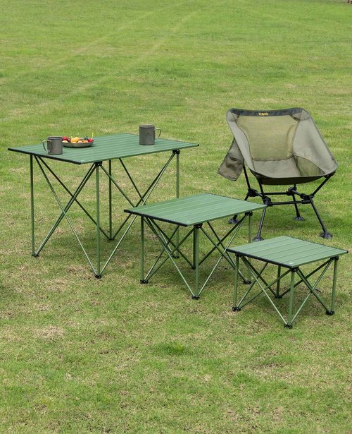 iClimb Ultralight Compact Camping Folding Beach Chair with Anti-Sinking Large Feet and Back Support Webbing (Green - Square Frame - 2PC)