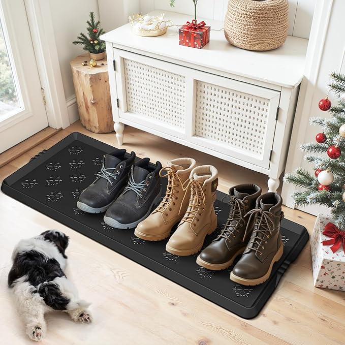 Azadx Heavy Duty Boot Trays Natural Rubber Shoe Mat Tray for Entryway Large Boot mat Tray Multi-Purpose for Outdoor Door Mats 16x42 Inch 2 Pack