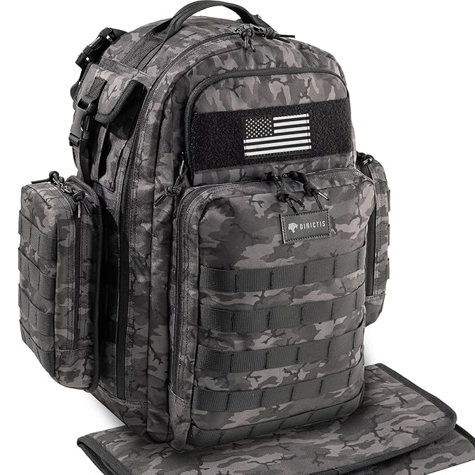 Dad Diaper Bag, Mens Diaper Bag Backpack with Diaper Changing Mat, Military Diaper Backpack with Molle Webbing, Waterproof...