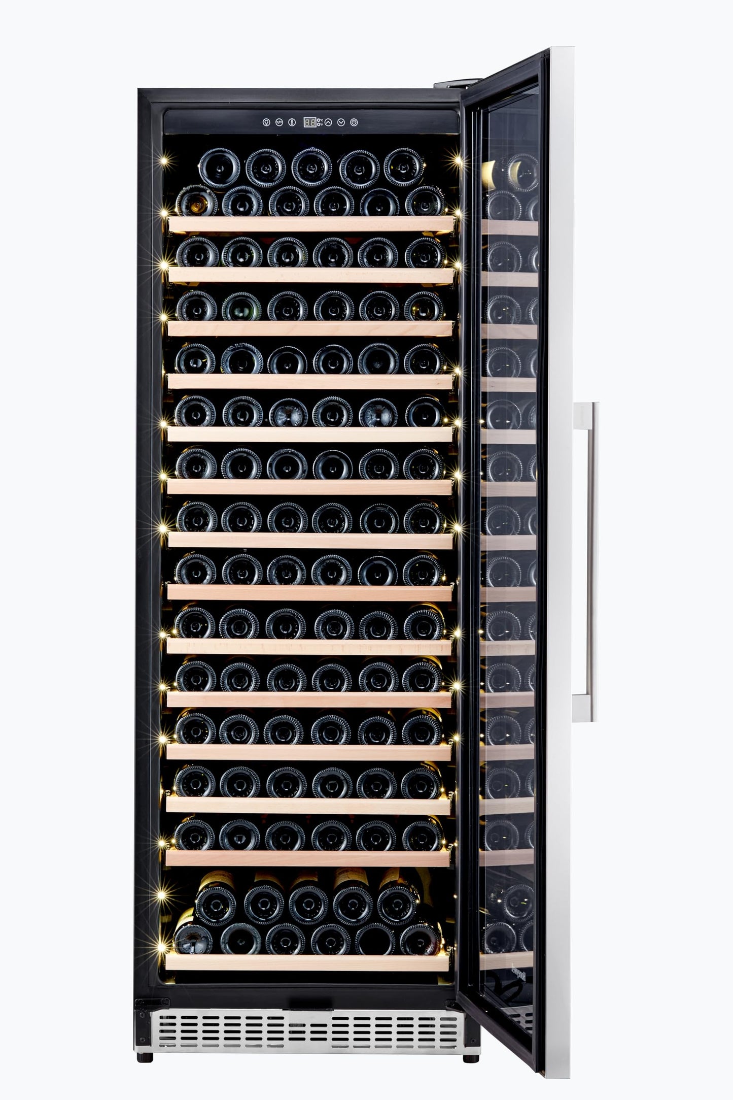 Honeywell 165 Bottle Compressor Wine Cooler Refrigerator, Large Freestanding Wine Cellar For Red, White, Champagne or Sparkling Wine, Digital Temperature Control, Stainless Steel