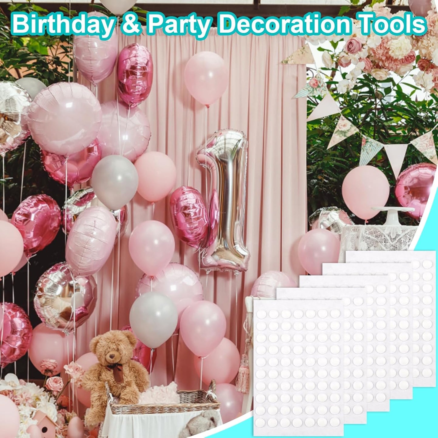 BUSOHA 350 PCS Double-Sided Adhesive Dots, 6mm Clear Removable Sticky Adhesive Putty,Glue Acrylic No Trace Sticky Putty Waterproof Dot Stickers for Balloons, Envelopes, Notes, Photos