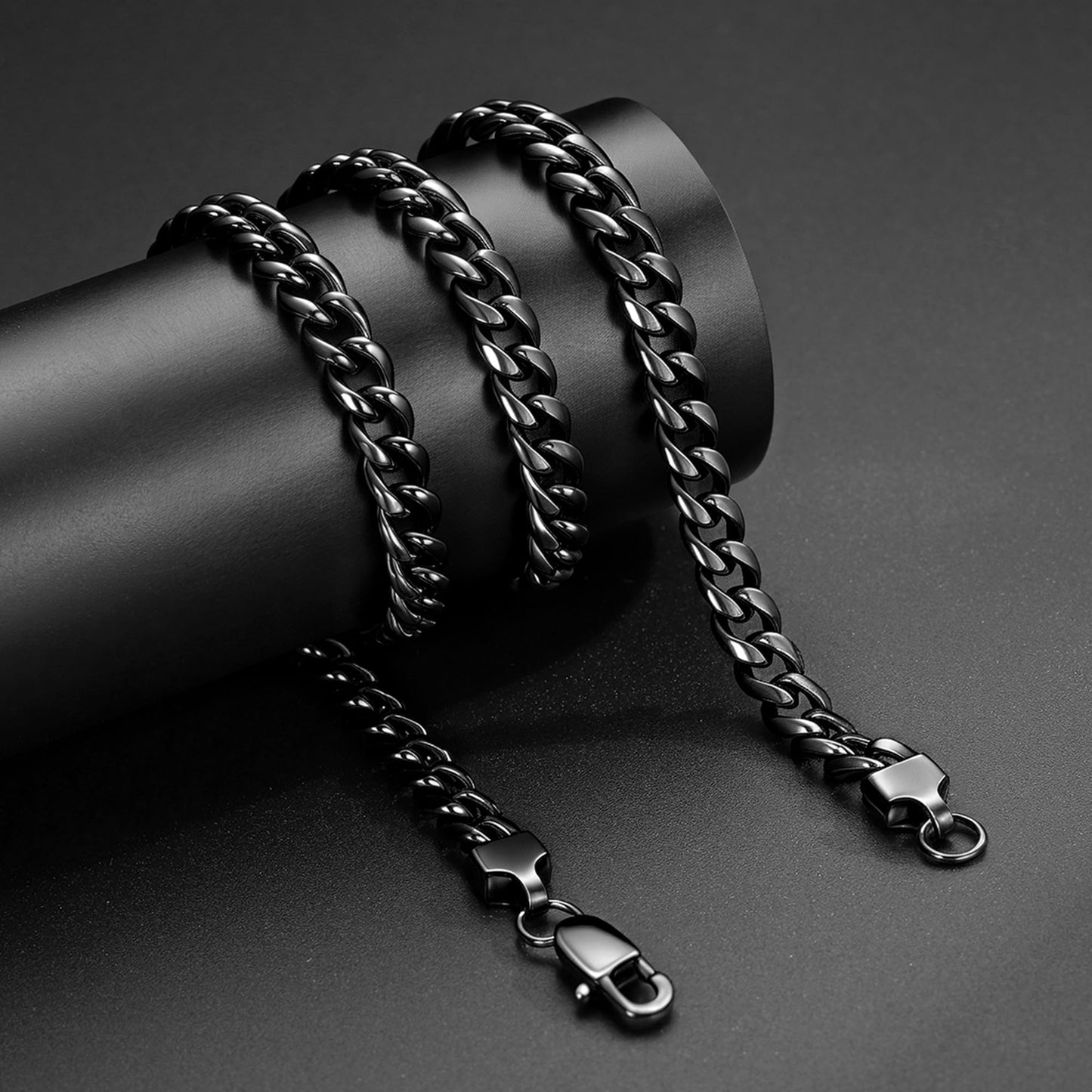 PAERAPAK Gift for Brother - Mens Necklace Chain Gifts for Brother Adult, Fathers Day Graduation Birthday Gifts for Him Men from Sister, 7mm Width Black Stainless Steel Cuban Chain for Him Jewelry