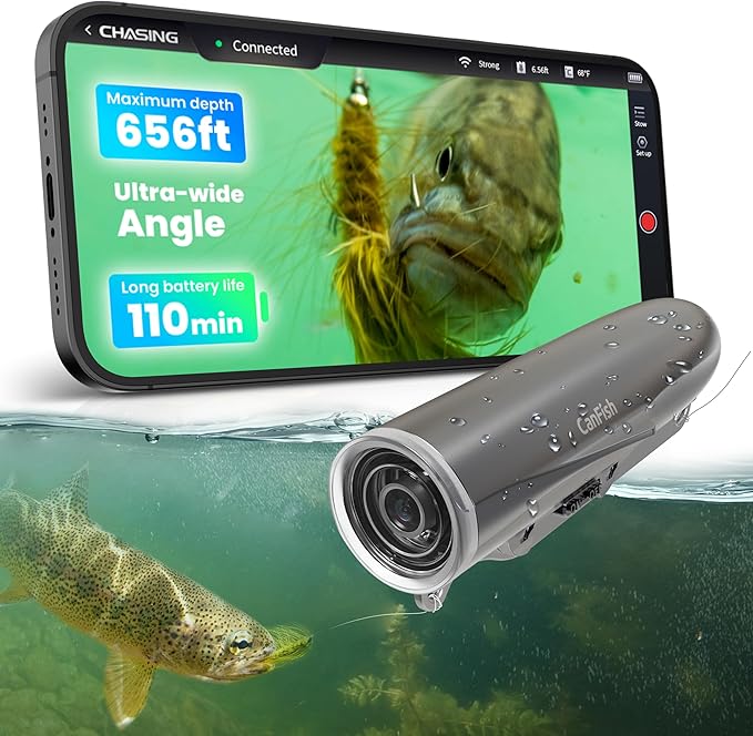 CanFish Fishing CamX Fishing Finders Camera,Lure Action Camera HD 1080P &136°Ultra-Wide-Angle,656FT ROV Waterproof/Motion ...