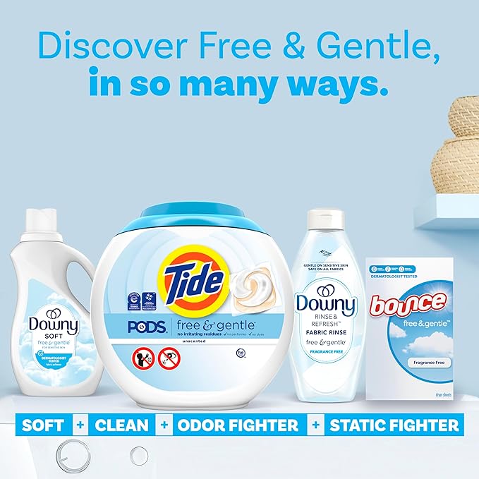 Tide PODS Free & Gentle Laundry Detergent Soap Pacs, 81 Count, Tide PODS Laundry Detergent