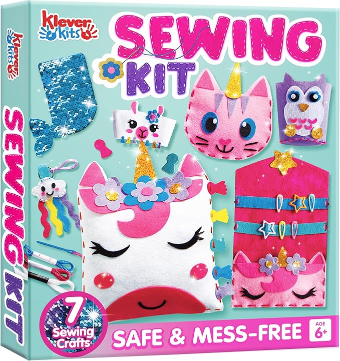 Klever Kits 7 Sewing Projects- My First Kids Sewing Kit- Easy DIY Arts and Crafts for Girls, Craft Kits, Birthday Gifts fo...