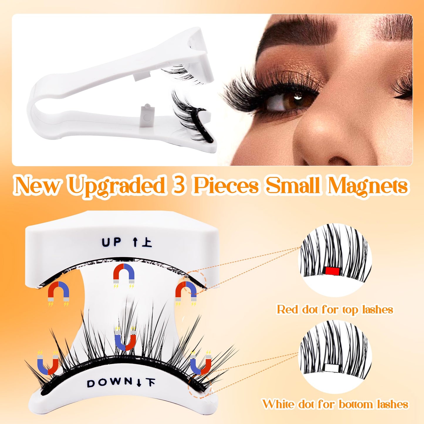 GEMERRY Magnetic Eyelashes with Applicator Soft Magnetic Lashes Natural Look No Glue Needed Lash Applicator Tool Kit DIY at Home