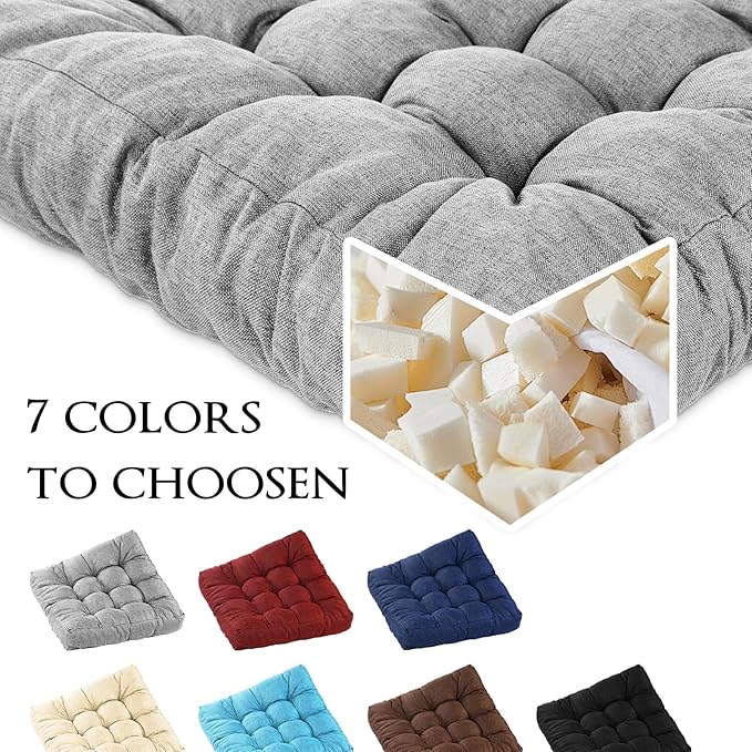 LYLNBYWK Meditation Floor Cushions Set of 2, Thickened Floor Pillow for Adults, Large Square Pillows Seat Cushion for Tatami Living Room Yoga, Memory Sponge Block Added, 22x22 Inch, Grey