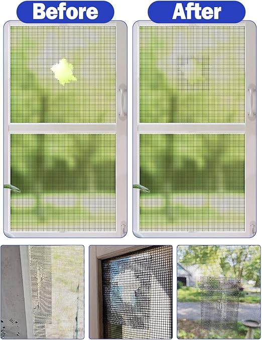 Wohohoho Window Screen Repair Tape, 4 in X 20 FT (240IN) Black Screen Patch Repair Kit, 3-Layer Strong Adhesive Invisible Screen Tape Mesh Repair for Windows, Doors Garage Mosquito Net Magnetic Screen