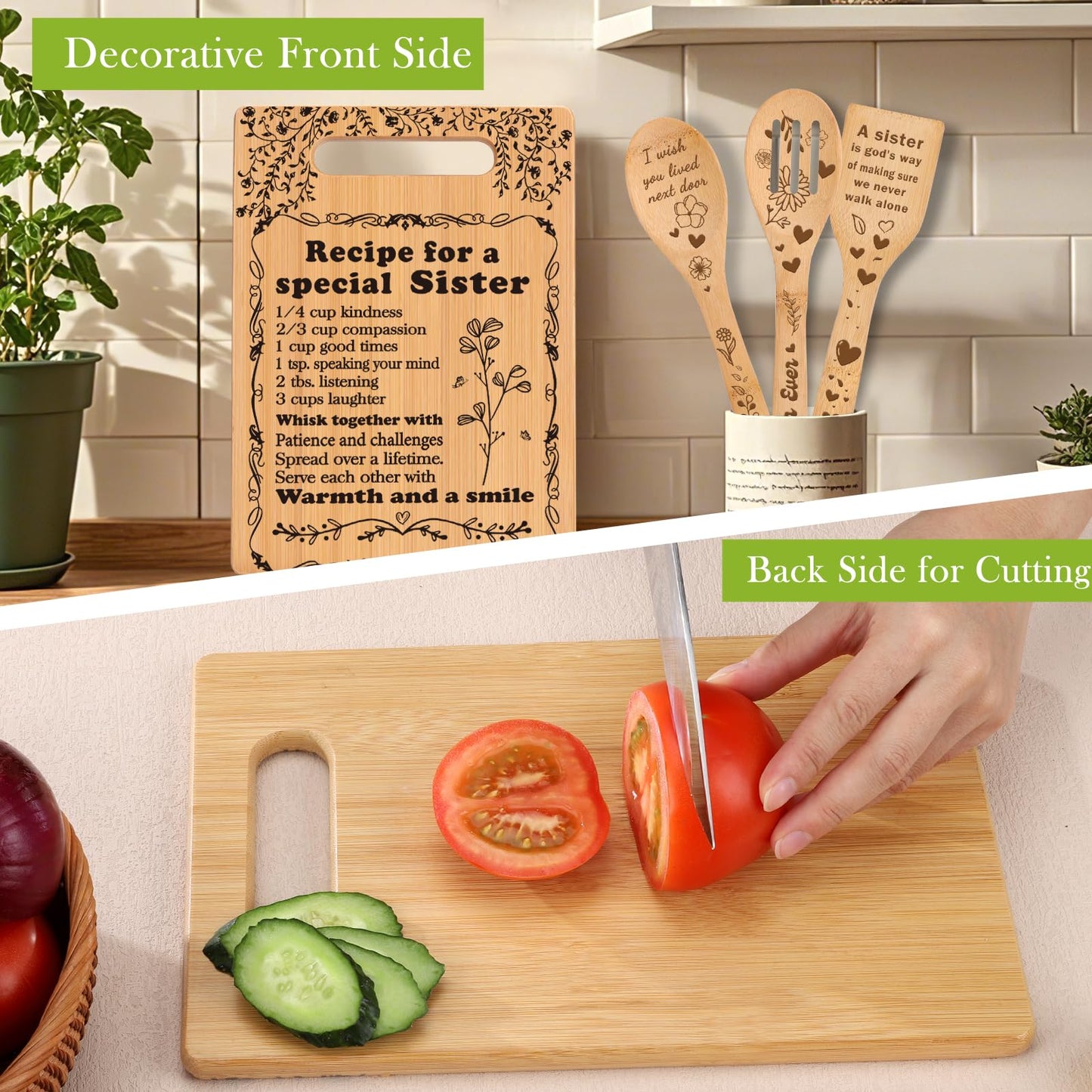 Sister Birthday Gifts Sister Gifts from Sister Christmas Gifts for Sister Best Friendship Gifts for Bestie BFF Best Friend Soul Sister To My Sister Cutting Boards for the Kitchen