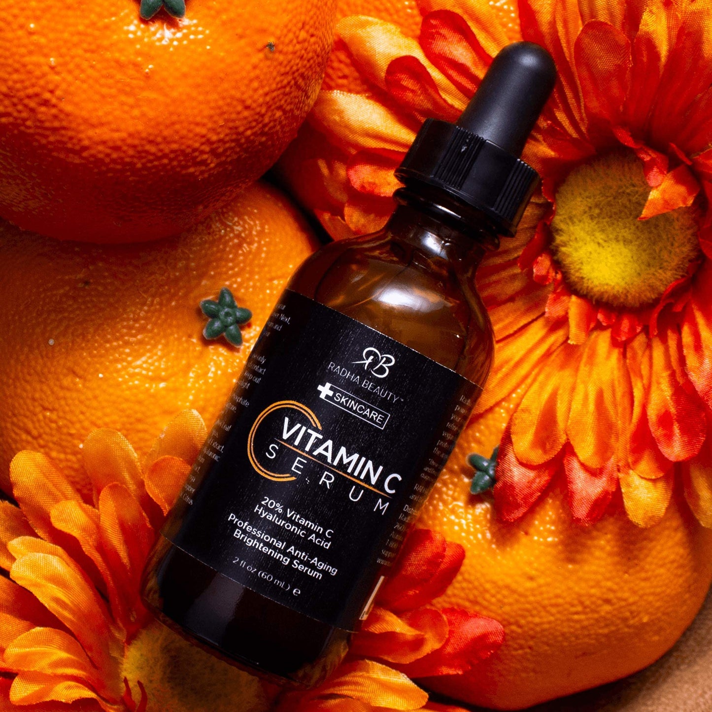Radha Beauty Natural Vitamin C Serum 2oz, Vitamin C, Vitamin E, Hyaluronic Acid and Aloe, Facial Serum for Anti-Aging Wrinkles,