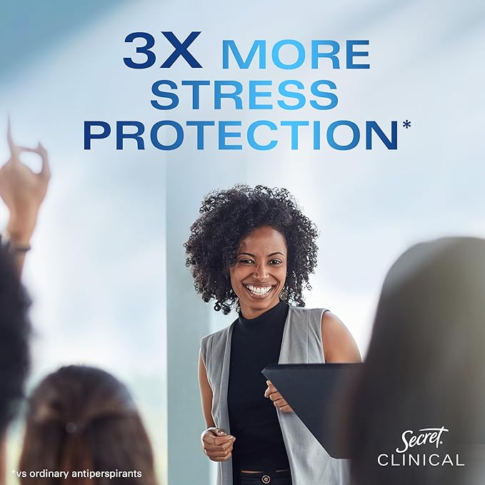 Secret Clinical Strength Antiperspirant Deodorant for Women, Stress Response, 3X Stress Protection, 72hr Sweat & Odor Protection, PH Balancing Minerals, Soft Solid, 1.6 oz