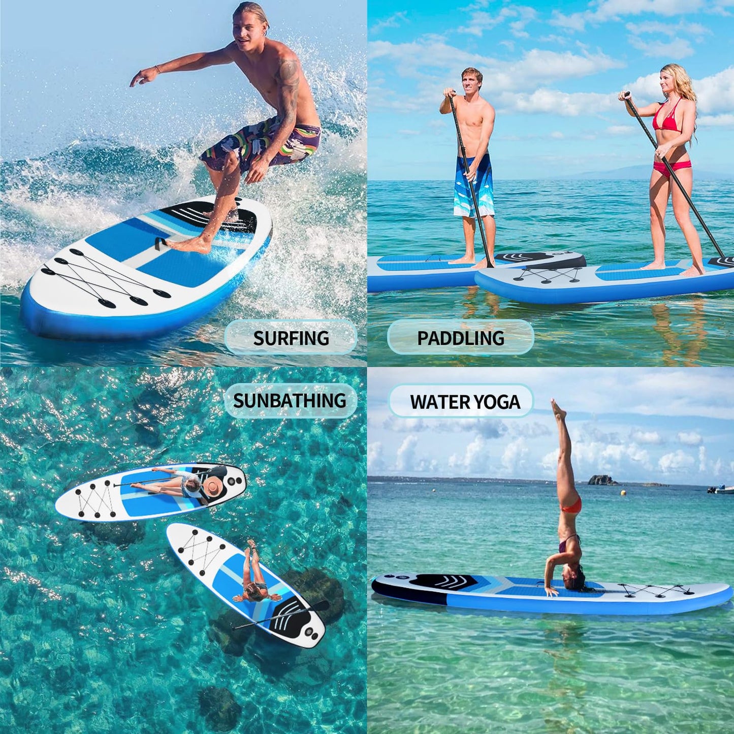 GZKYYLEGS Inflatable Stand Up Paddle Board SUP Accessories & Carry Bag, Wide Stance, Surf Control, Non-Slip Deck, Leash, Paddle and Pump, Standing Boat for Youth & Adult