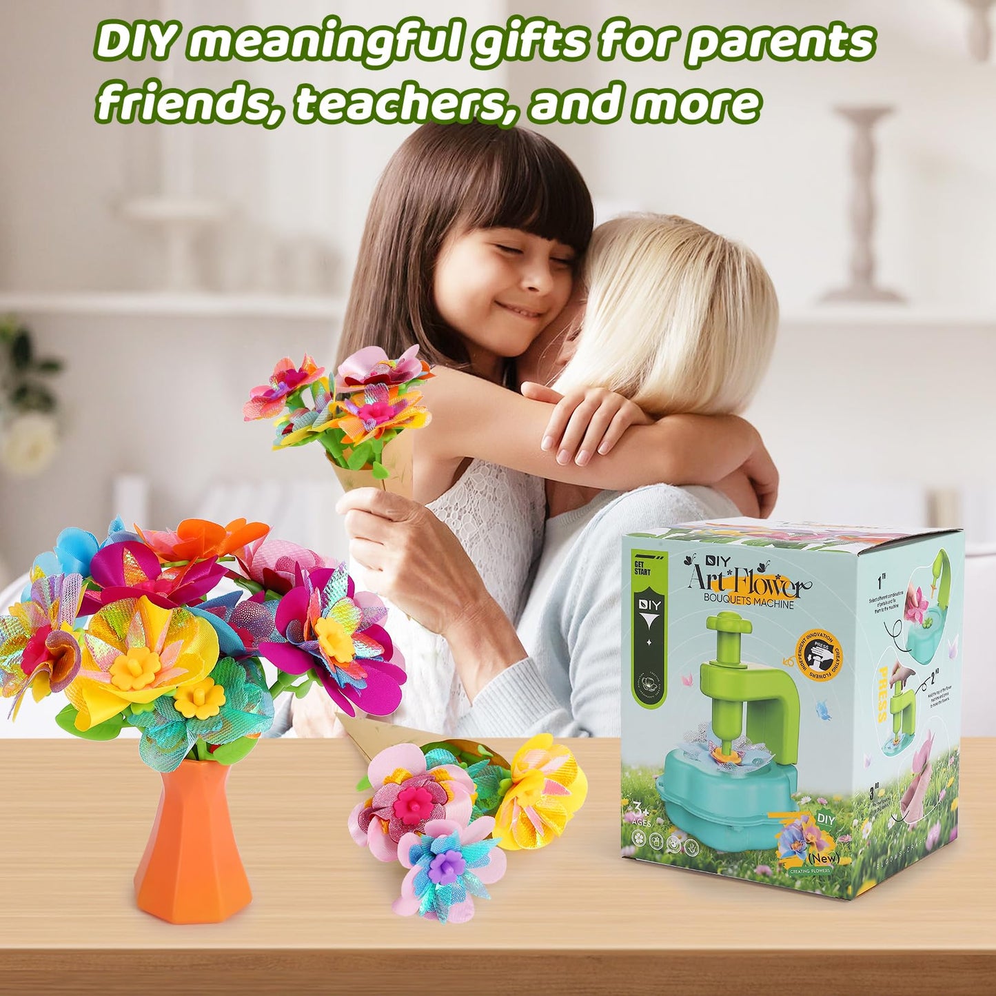 Flower Craft Kits Toys for Kids - Arts and Crafts for Girls Ages 4-10, Gifts for 4 5 6 7 8 9 Year Old Girls, Art Craft Activity for Kids, DIY Flower Making Kit, Creative Toys Gifts for Preschool