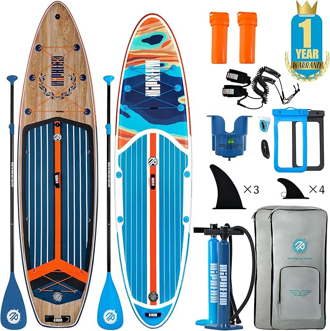 Niphean Inflatable Paddle Board, Niphean Inflatable Stand Up Paddle Board with Durable SUP Accessories, 11' and 10'6'' Sta...