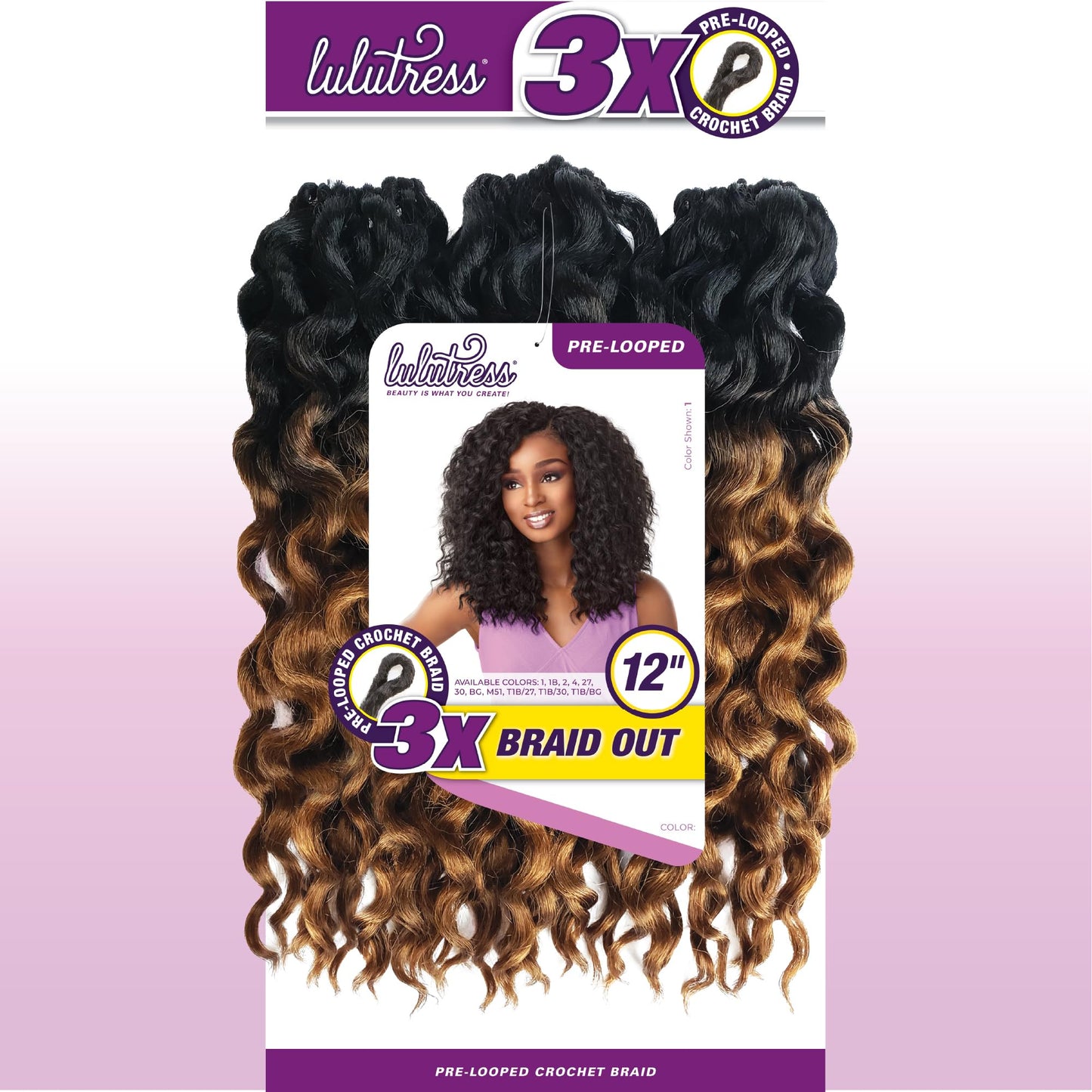 Sensationnel Lulutress Crochet Braiding Hair - 12 Inch Synthetic Locs Twists, T1B/BG, Model 803868562020