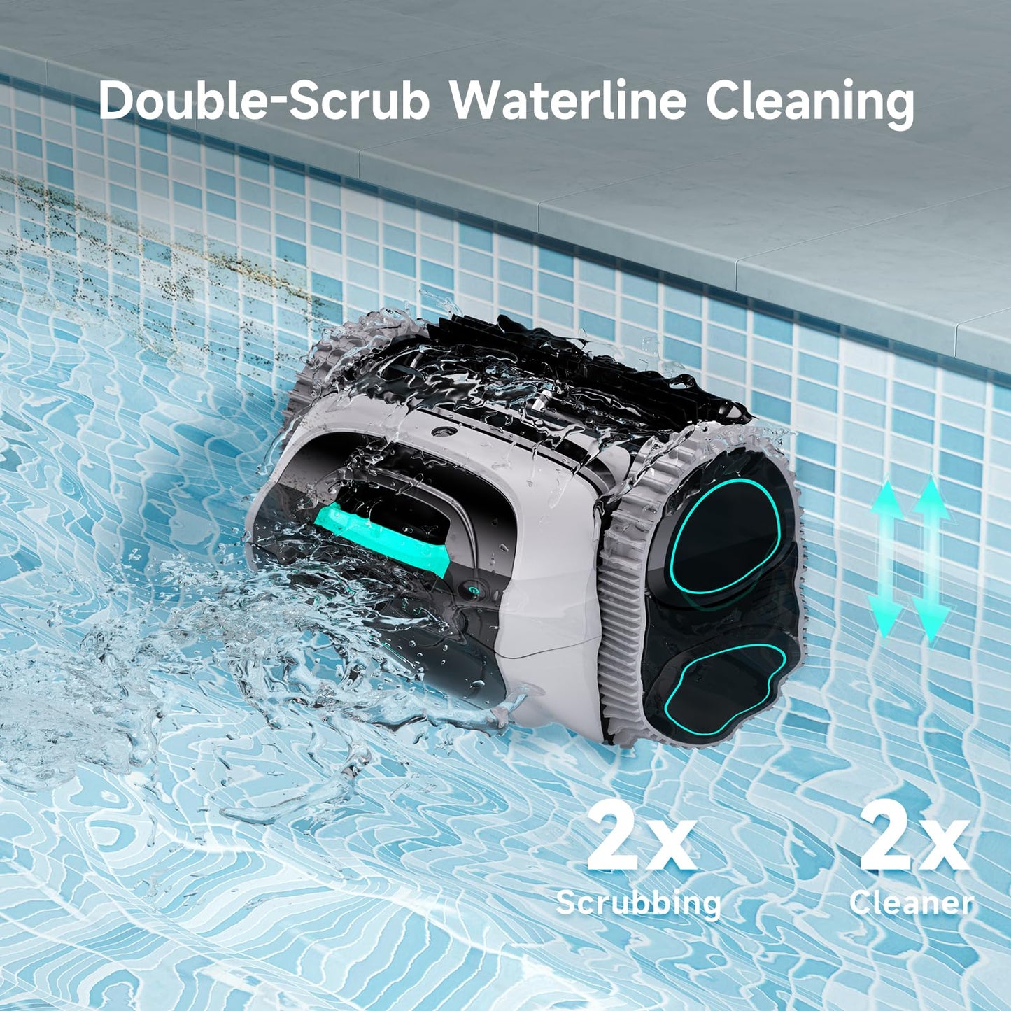 WYBOT C1 Cordless Robotic Pool Vacuum for Inground Pools, Above Ground Pool Cleaner 4-in-1 Wall & Waterline Cleaning Up to 1,614sq.ft, 150mins Smart Navigation, App Support (Grey with White)