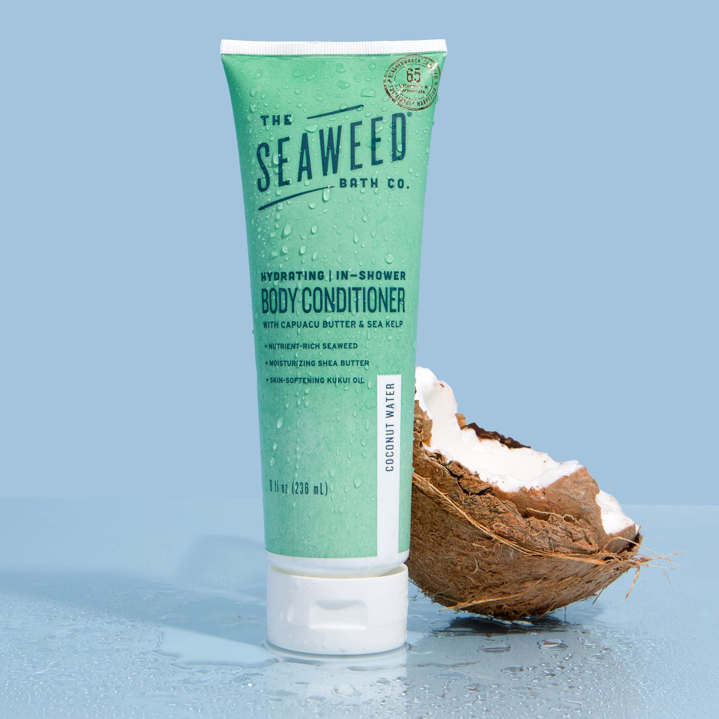 The Seaweed Bath Co. Hydrating In-Shower Body Conditioner, 8 Ounce, Coconut Water Scent, With Natural Bladderwrack Seaweed, Vega