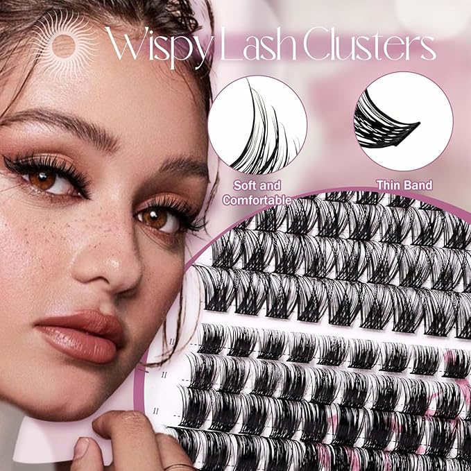 FADLASH Lash Clusters Kit 10-18mm Eyelash Cluster Lashes with Lash Bond and Seal Lash Tweezers DIY Lash Extension Kit (K1K3K4-07D-10-18 Kit)