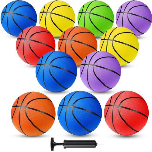 Jerify Size 6 Vibrant Color Basketballs with Textured Surfaces, 12 Pieces, Rubber Material, Suitable for Men, Women and Youth Above 12 Years Old