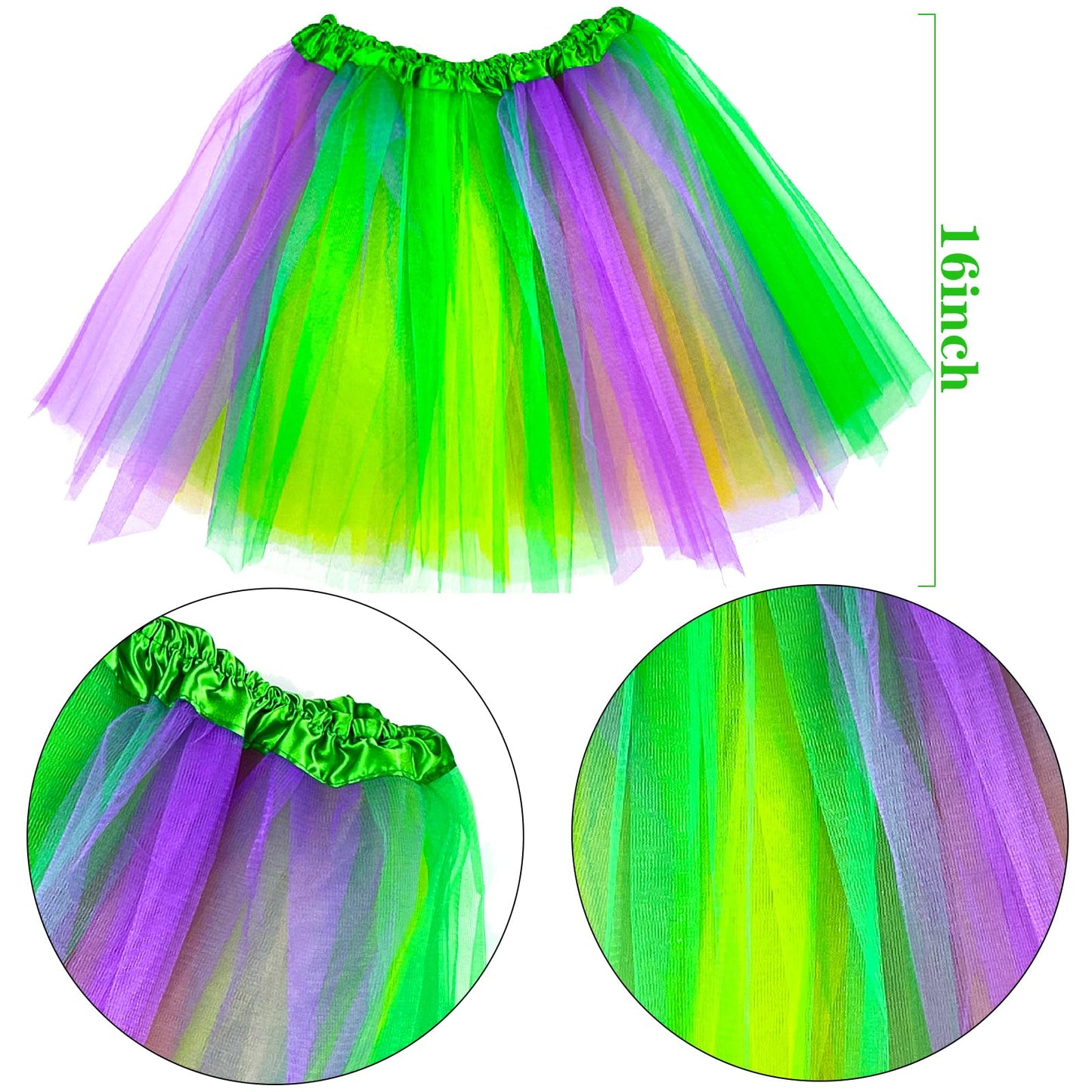 Dolkoic Mardi Gras Costume Accessory Set with Headband Tutu Skirt Mask Mardi Gras Beads Stocking 80s Cospaly for Women and Girls