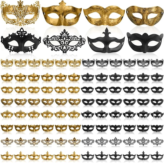 DEEKIN 96 Pcs Masquerade Mask Bulk Mardi Gras Vintage Mask for Women Men Carnival Venetian Ball Party