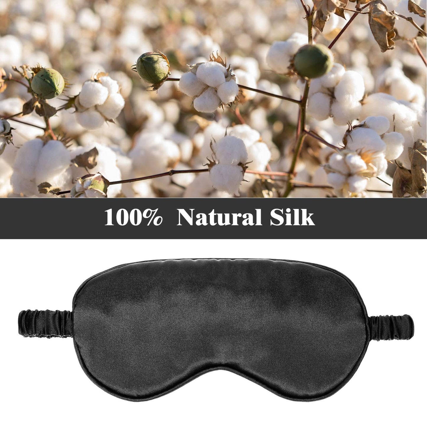 Silk Satin Sleeping Mask Eye Mask Set Include 2 Blindfold Eyeshade Elastic Strap Double Layer Silk Filling Eye Cover 2 Ear Plugs 2 Storage Bags for Women and Men Sleep Travel Nap (Black, Pink)