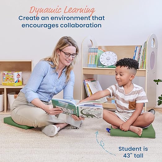 ECR4Kids SoftZone Floor Cushions, Square, Flexible Seating, Hunter Green, 6-Piece