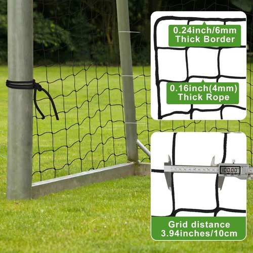 Soccer Net,Heavy Duty Nylon Netting Soccer Ball Stop Netting,Easy to Install Soccer Sport Netting Barrier with Rope and Buckles, Soccer Practice Sports Netting 10ft/15ft/20ft/30ft/40ft