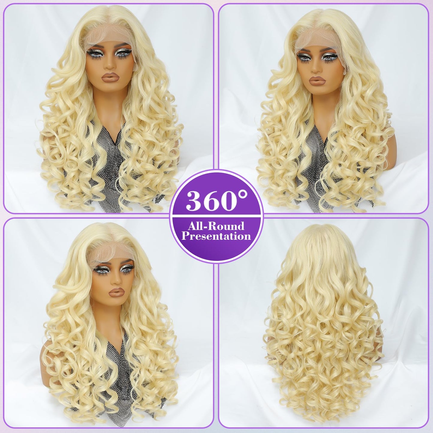 Felek Blonde 13x6 Synthetic Lace Front Wig Loose Wave HD Transparent Lace Frontal Wigs Pre Plucked Wear and Go Glueless Wigs for