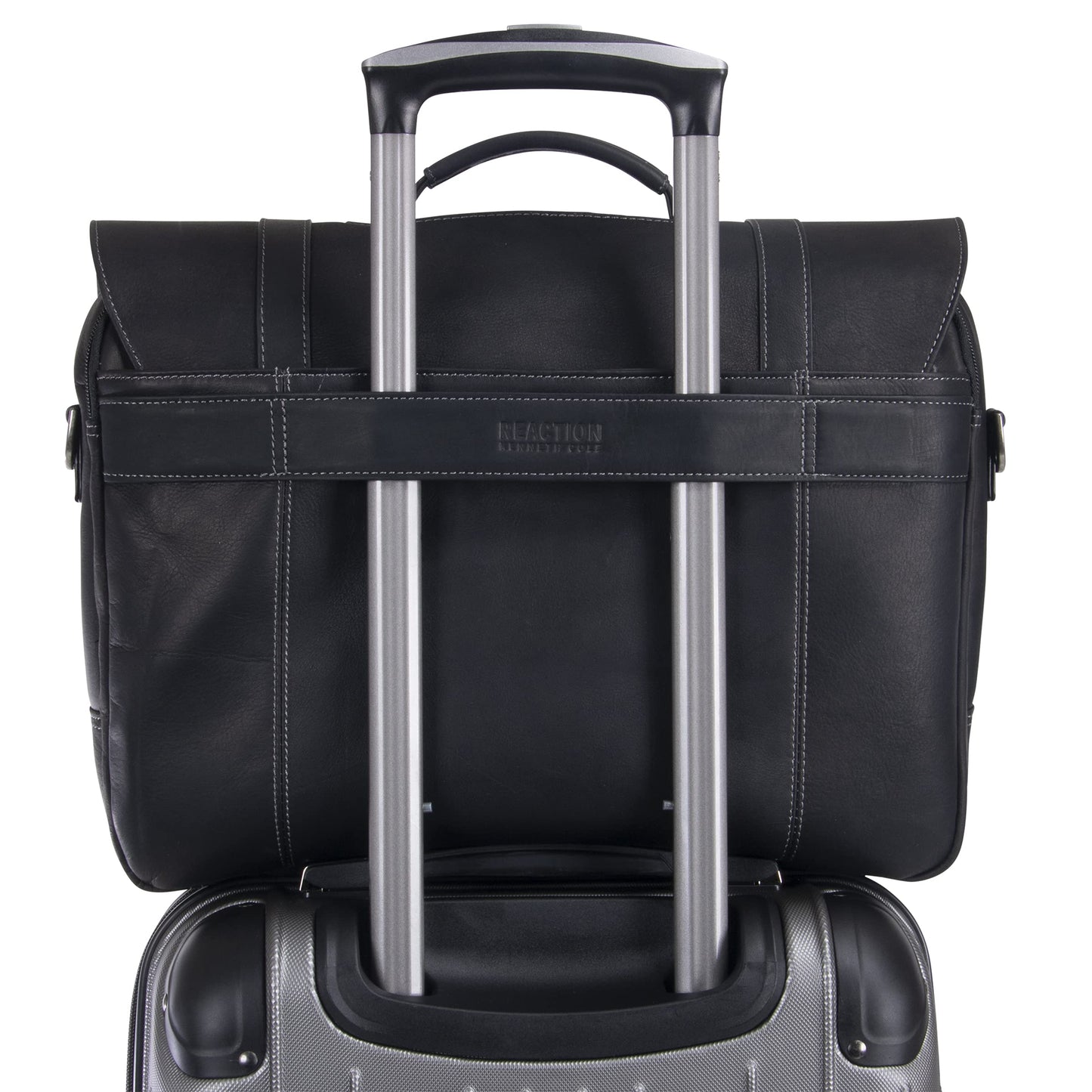 Kenneth Cole REACTION Show Business 16" Colombian Leather Business Laptop Portfolio Messenger Bag, Black
