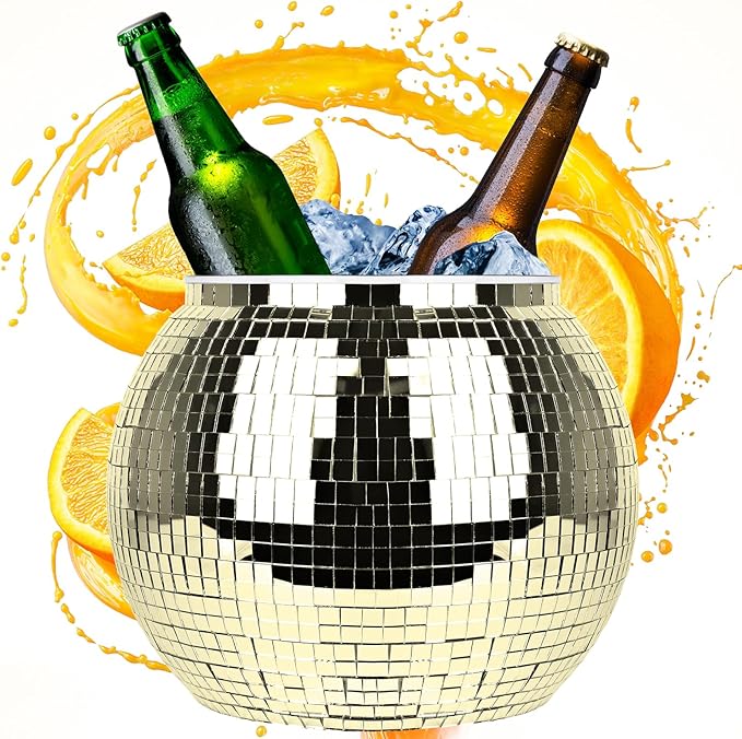 Disco Ball Ice Bucket Beverage Tubs Disco Ball Cup for Parties Large Retro Drink Bucket for Beer Cocktail Wine Champagne C...