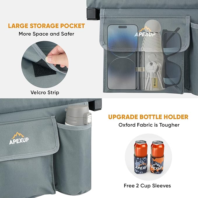 APEXUP Stadium Seats with Back Support, Portable Bleacher Seat with Large Pocket and Cup Holder, Wide Stadium Chair for Sports Events and Concerts