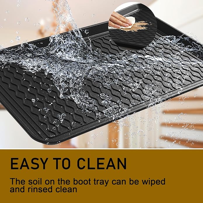 Boot Trays for Entryway, Multifunctional Shoe Mat with Cleaning Brush, Boot Tray for Shoes Plants Pots Pet Bowls