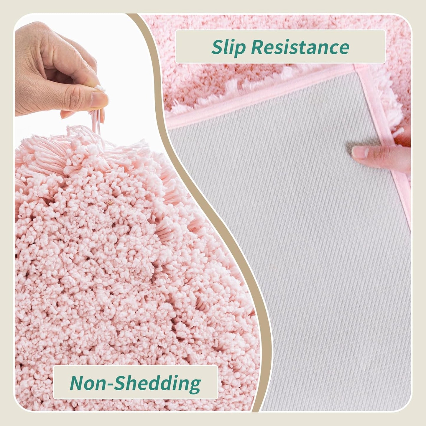 Toilet Rug 22x24 Pink Non Slip Fluffy Toilet Floor Mat U Shaped Washable Bathroom Contour Rug for Toilet Absorbent Thick Toilet Carpet
