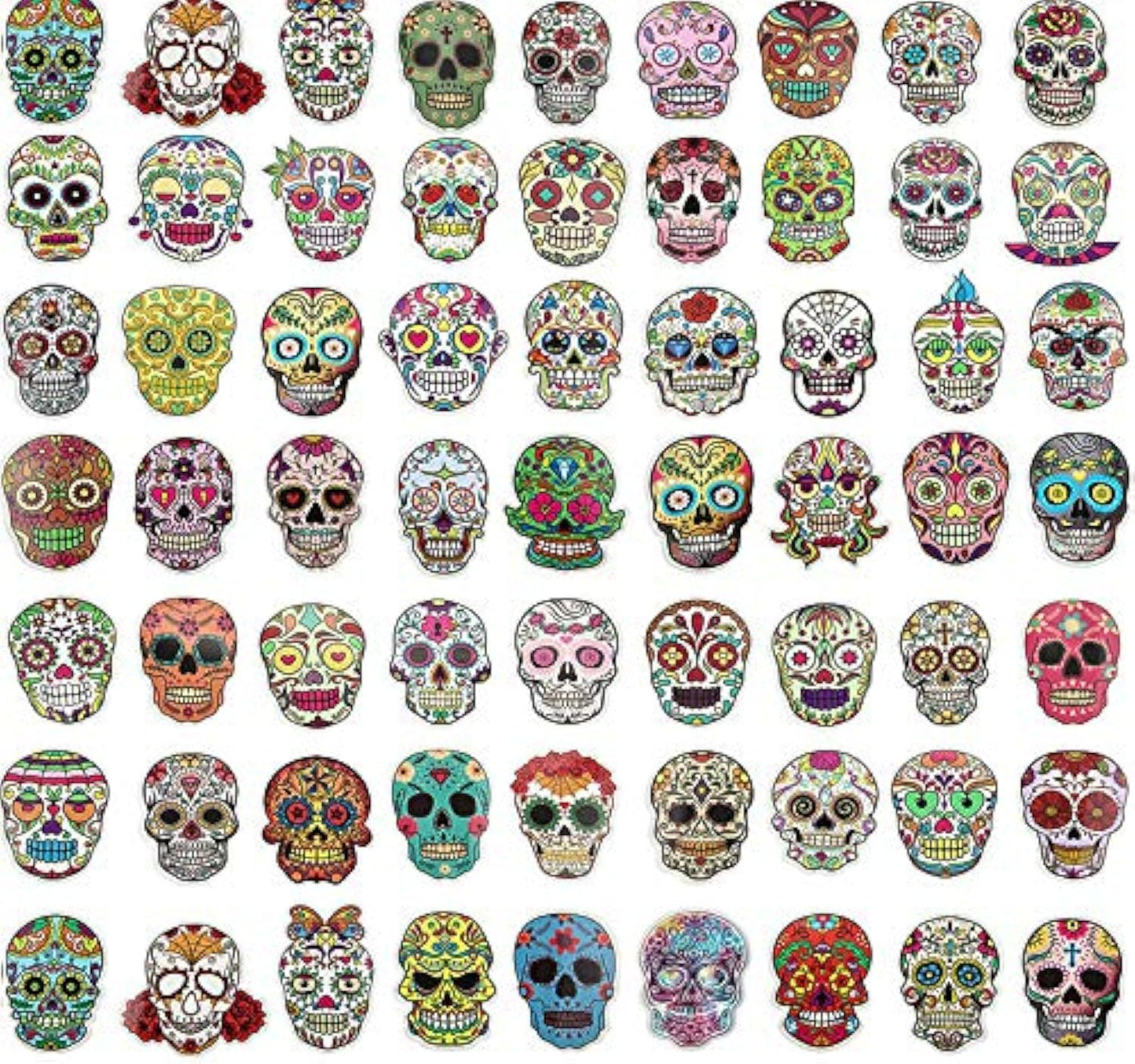 180 Pieces Halloween Sugar Skull Stickers Pack, Laptop Sugar Skull Decals Dia De Los Muertos Mexican Day Of Dead Vinyl Sticker F