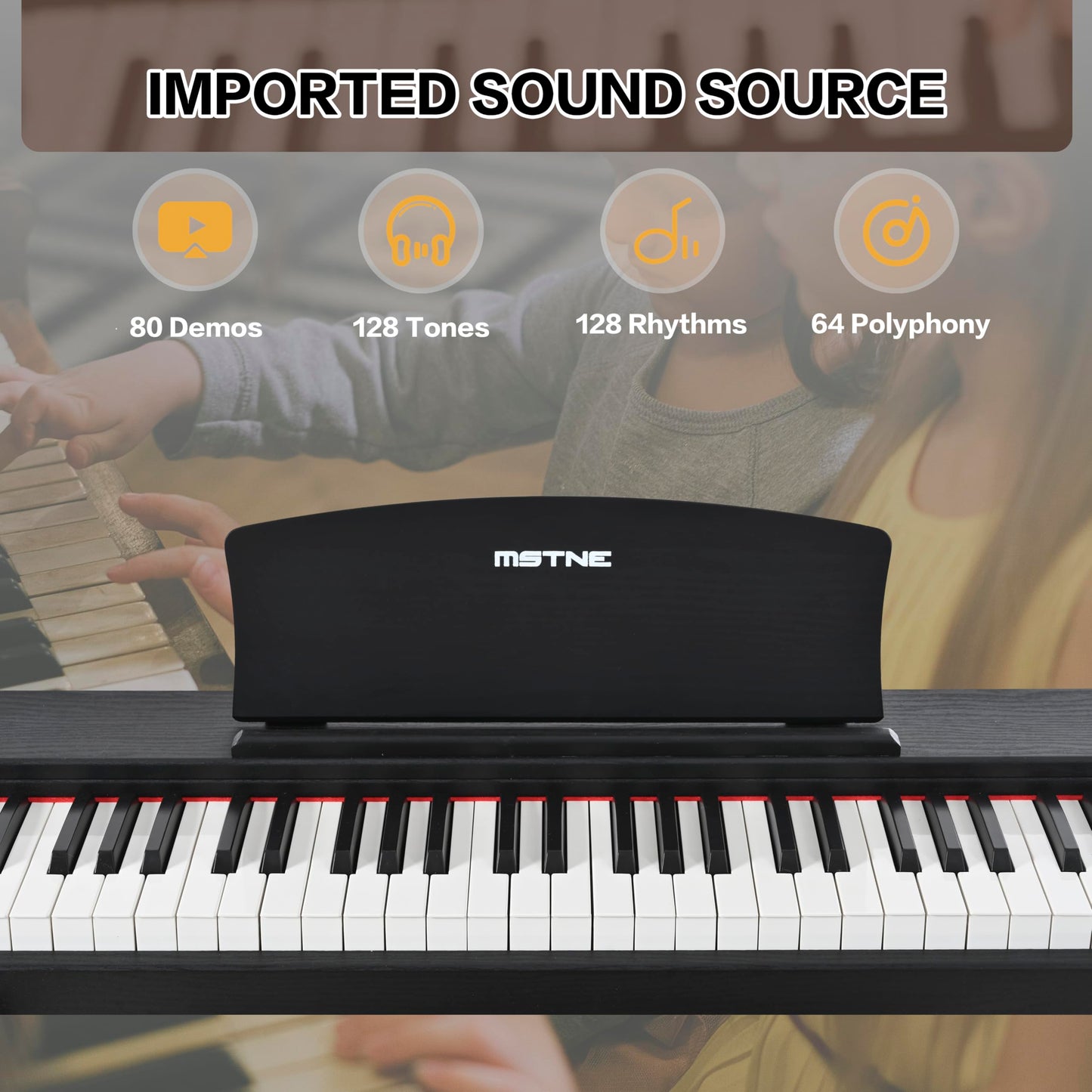 MSTNE Digital Piano 88 Key Weighted with Piano Bench, 88 Key Full Size Semi Weighted Keyboard Piano, Electronic Piano for Beginner,with Adjustable Stand,Carrying Case,Sustain Pedal,Headphone (Black)