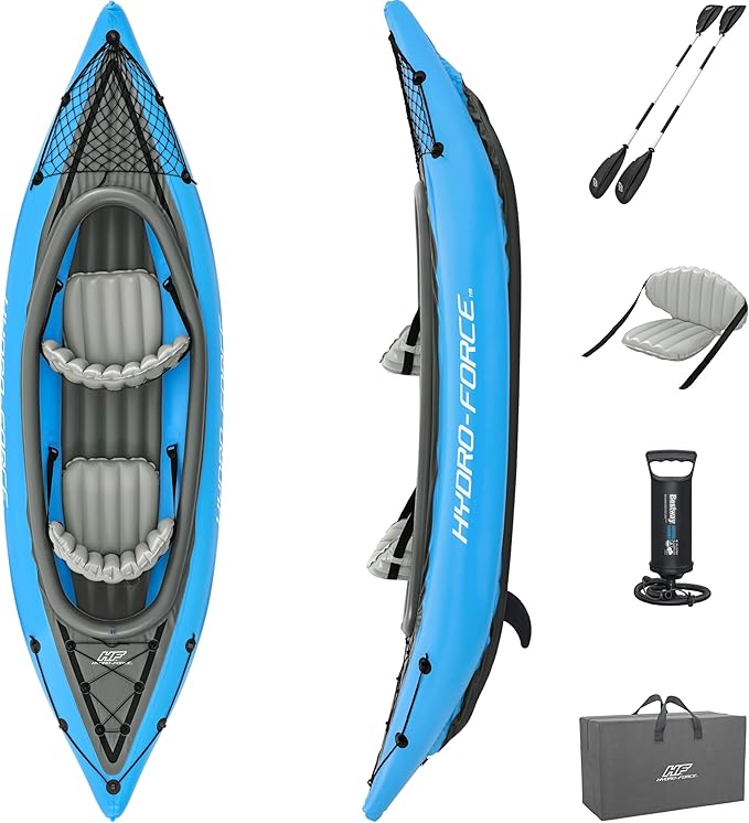 Bestway Hydro Force Inflatable Kayak Set | Includes Seat, Paddle, Hand Pump, Storage Carry Bag | Great for Adults, Kids an...