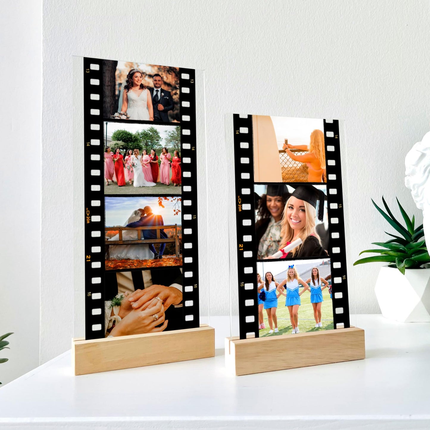 SAME DAY SHIP Retro Memory Film Photo Roll Plaque with Stand - Custom Photo Print Gift for Bestie Keepsake Gift for Anniversary Sister Gift Couples Gift Wife Gifts Christmas Gift New Year Gift