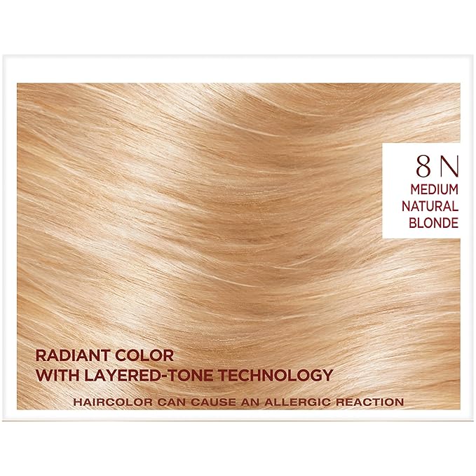 L'Oreal Paris Excellence Age Perfect Layered Tone Flattering Color, 8N Medium Natural Blonde Set (Packaging May Vary)