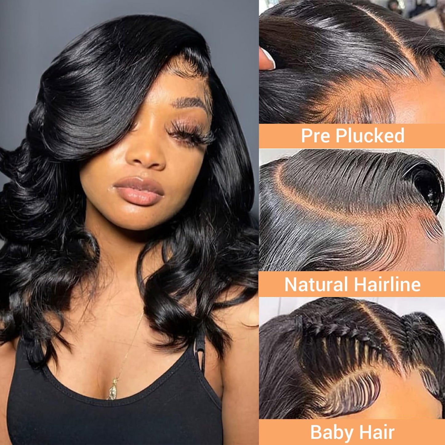 MOOTAFUL Bob Wig Human Hair 13x4 HD Lace Front Wigs Human Hair Pre Plucked 200% Density Glueless Short Body Wave Bob Wigs for Bl