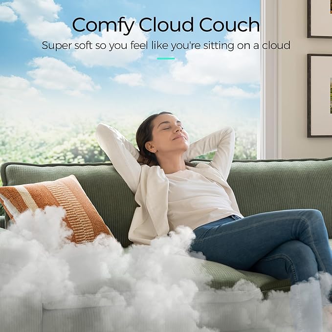 LINSY HOME Modular Sectional Sofa - 123 Inch Oversized Corduroy Cloud Couch with Movable Ottoman Soft Modern Comfy Sofa Set for Living Room Apartment Office, Green