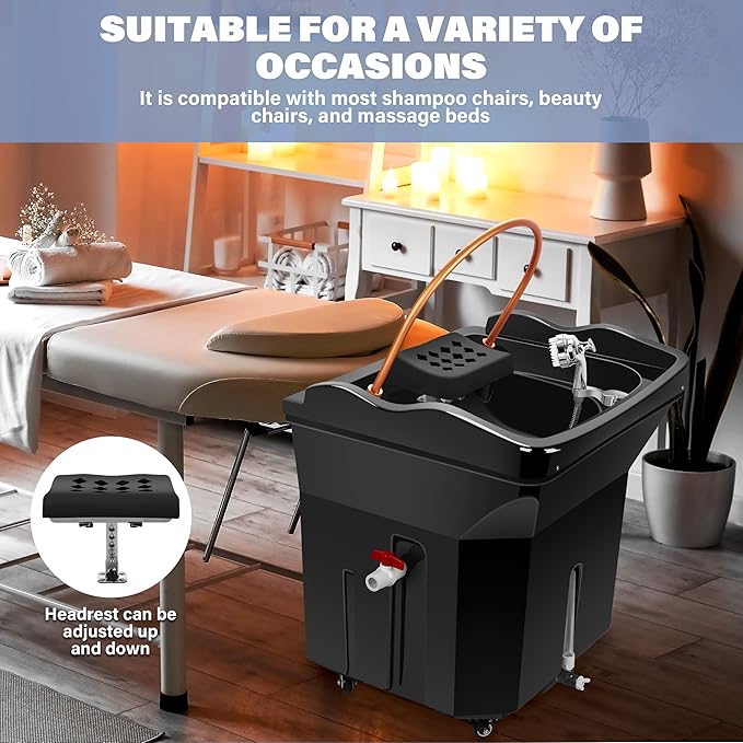 Head Spa Equipment with 60L Water Storage Tank, 3 Mode Waterfall & Warm Steam Hair Wash Sink for Scalp Care and Relaxation