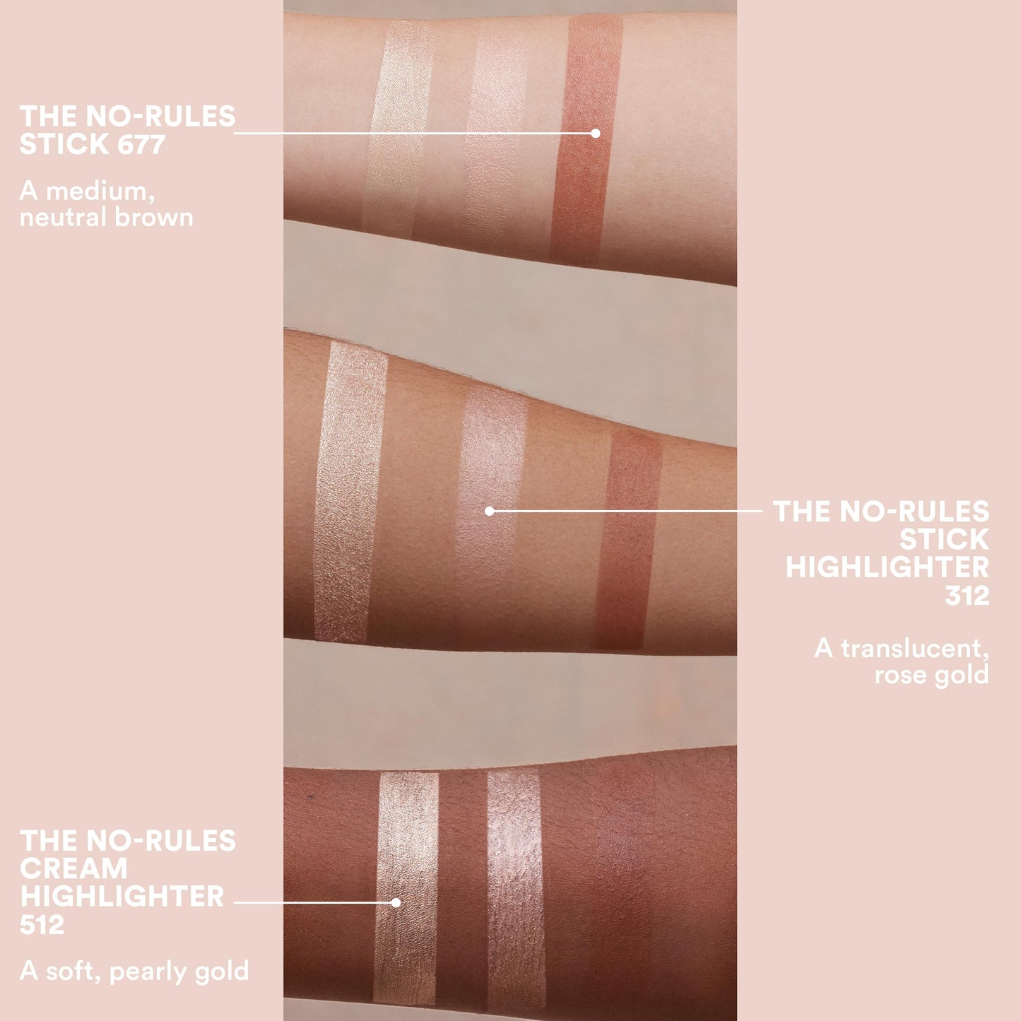 3INA MAKEUP - The No - Rules Stick Highlighter 312 - Rose Gold Tone Pen Highlighter - for Eyes Lips Cheeks - Highlighter Makeup