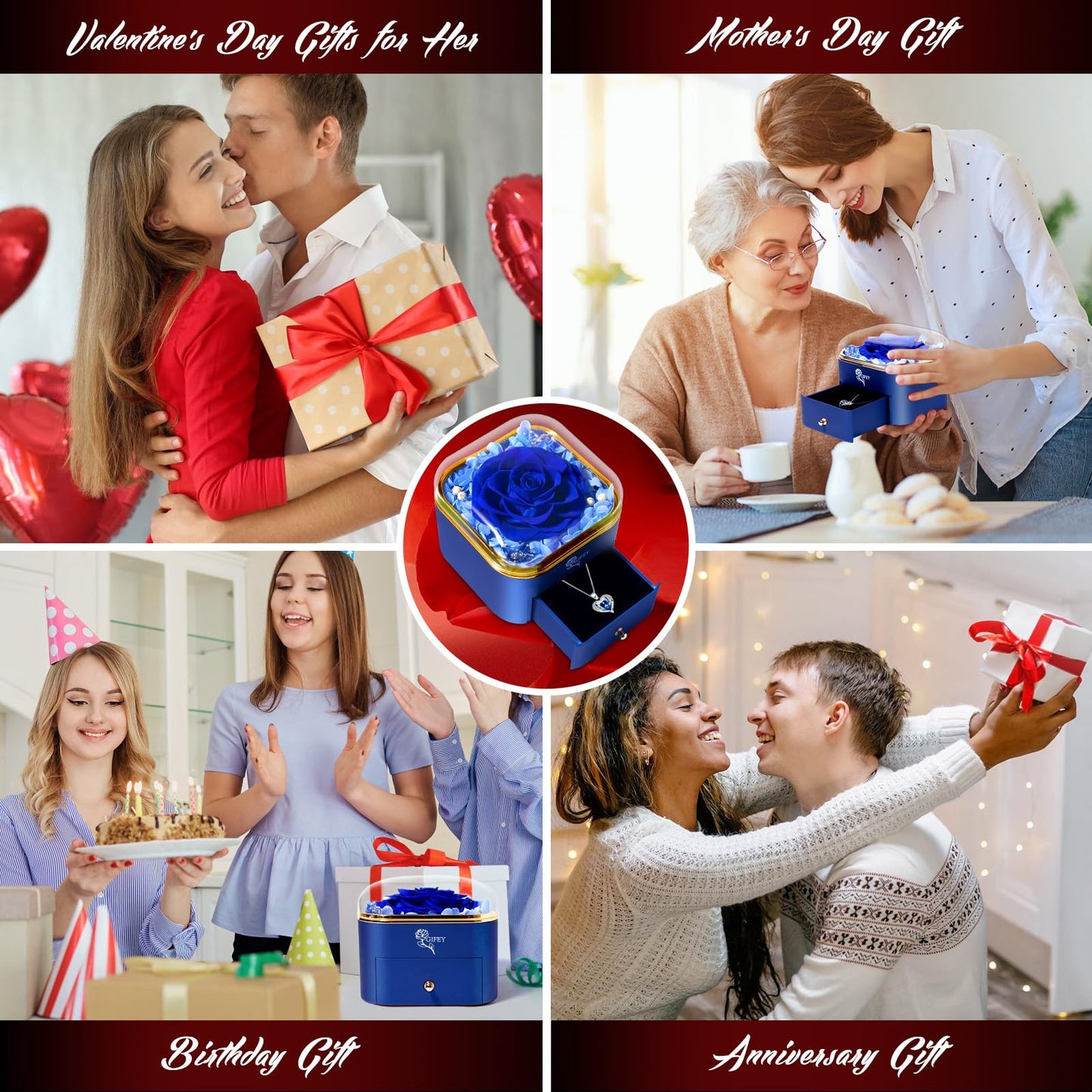 Birthday Gifts for Mom,Preserved Blue Real Rose Gifts,Eternal Preserved Rose Gift Set, Gifts for Women,Mother, Grandma,Wife and Girlfriend,Valentines,Wedding,Thanksgiving,Christmas Gift for You to Send Love