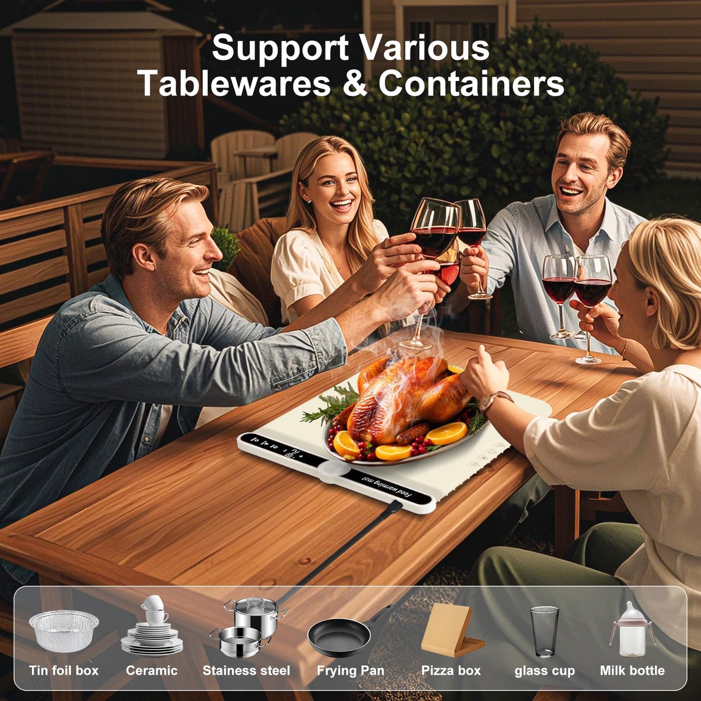 Small Warming Mat for Food Portable Rolled-up Silicone Food Warmers for Parties,Buffet,Countertop Electric Food Warming Mat 9-Level Precise Temp Control Keep Warming Last 18 Hours